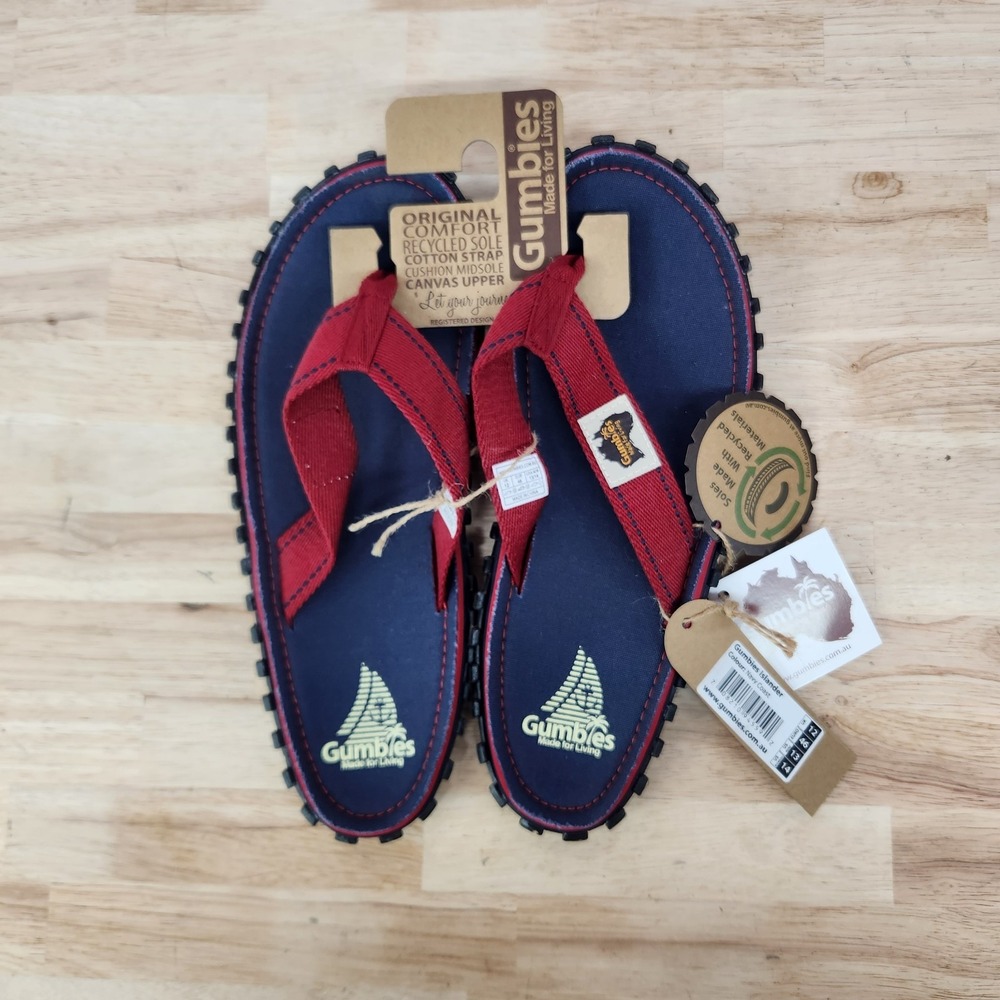 Gumbies Islander Flip Flops Mens Size 13 (Womens 14) Navy Coast BRAND NEW
